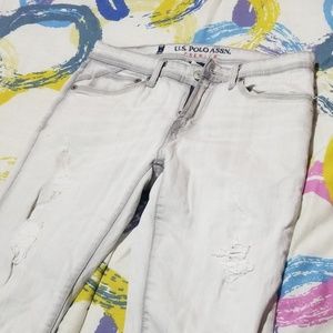 White/ Gray U.S. Polo  ripped style jeans